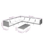 vidaXL Salon de jardin 8 Pièces avec coussins Résine tressée Gris foncé