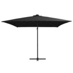 vidaXL Parasol déporté avec LED et mât en acier 250x250 cm Noir