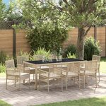 vidaXL Ensemble de salle à manger pour jardin 9 Pièces Beige Rattan PE