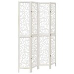 vidaXL Cloison de séparation 4 panneaux blanc bois de paulownia massif