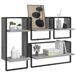 vidaXL Ensemble d'étagères murales avec barres 4 Pièces sonoma gris