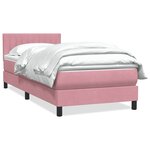 vidaXL Sommier à lattes de lit avec matelas rose 100x220 cm velours