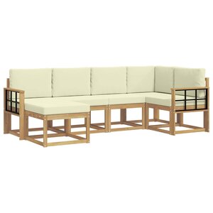 vidaXL Ensemble de canapés d'extérieur 6 pc Blanc et crème Polyester