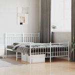 vidaXL Cadre de lit métal avec tête de lit/pied de lit blanc 135x190cm