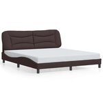 vidaXL Cadre de lit avec LED sans matelas marron foncé 180x200cm tissu