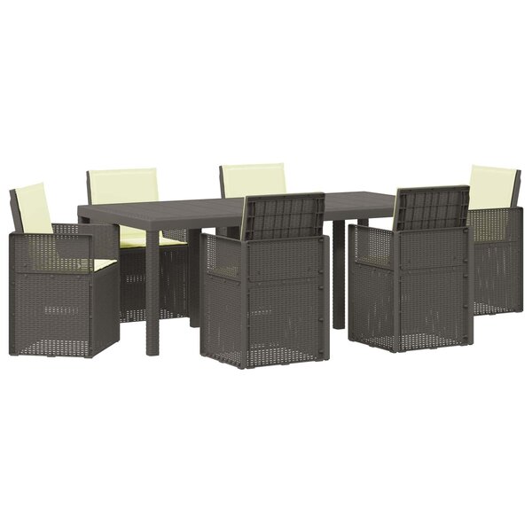vidaXL Ensemble de salle à manger pour jardin avec coussin 7 Pièces PP