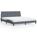 vidaXL Cadre de lit avec lumières LED gris foncé 180x200 cm velours