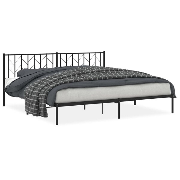 vidaXL Cadre de lit métal sans matelas avec tête de lit noir 200x200cm