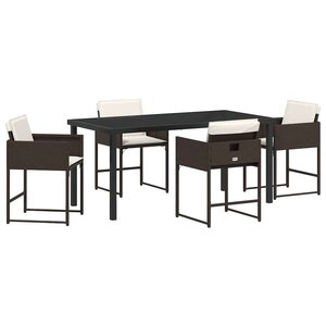 vidaXL Ensemble de salle à manger pour jardin 5 Pièces Marron Poly rotin
