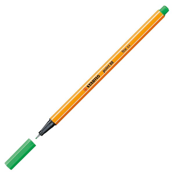 Stylo-Feutre POINT 88 Pointe Fine 0 4 mm vert émeraude clair x 10 STABILO
