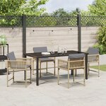 vidaXL Ensemble de Salle à Manger de Jardin 5 Pièces avec Coussins Beige Poly Rattan