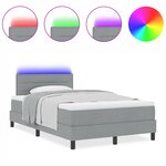 vidaXL Lit Box Spring avec Matelas et Lumière LED Gris 120x200 cm Tissu