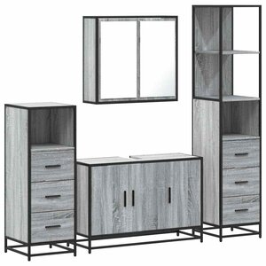 vidaXL Ensemble de meubles de salle de bain 4 Pièces sonoma gris