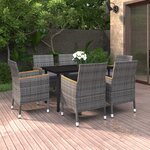 vidaXL Ensemble à manger de jardin coussins 7 Pièces Résine tressée Verre