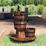 vidaXL Fontaine à eau sur roues pompe 55x55x80 cm bois de sapin massif