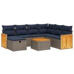 vidaXL Salon de jardin 8 Pièces avec coussins gris résine tressée