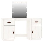 vidaXL Ensemble de coiffeuse avec LED Blanc Bois de pin solide
