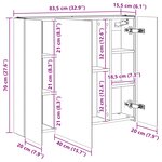 vidaXL Armoire Miroir de Salle de Bain Blanc 83 5 x 15 5 x 70 cm