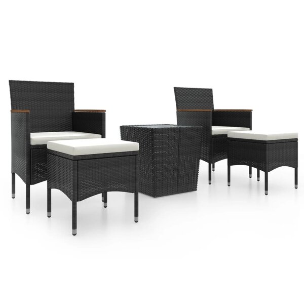 vidaXL Ensemble de bistro de jardin 5 Pièces poly rotin et verre trempé