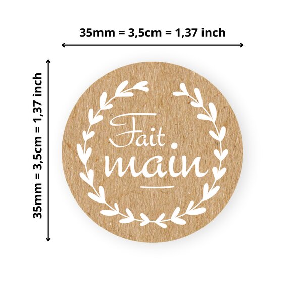 140 Etiquettes Fait main Rondes Autocollantes - Ø 35 mm - Papier Recyclé - Fait main - 4 Planches A4 de Stickers pour entrepreneurs  smallbusiness  DIY  scrapbooking.