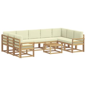 vidaXL Ensemble de canapés d'extérieur 10 pc Blanc et crème Polyester