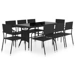 vidaXL Ensemble à dîner de jardin 9 Pièces Résine tressée Noir