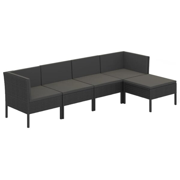 vidaXL Salon de jardin 5 Pièces avec coussins résine tressée noir