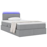 vidaXL Lit de rangement LED avec matelas Gris clair 120 x 190 cm Tissu