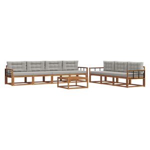 vidaXL Ensemble de canapés d'extérieur 8 Pièces Gris Naturel et Clair