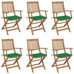 vidaXL Chaises pliables de jardin lot de 6 avec coussins Bois d'acacia