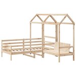 vidaXL Ensemble de lit de jour et de banc et toit 90x200 cm pin massif