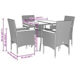 vidaXL Ensemble à manger de jardin et coussins 5 Pièces gris rotin verre