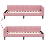 vidaXL Cadre de lit d'angle Rose 90 x 200 cm Velours et bois stratifié