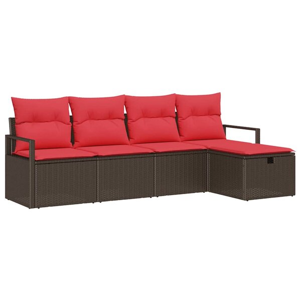 vidaXL Ensemble de Canapés avec coussin Marron et rouge polyrotin
