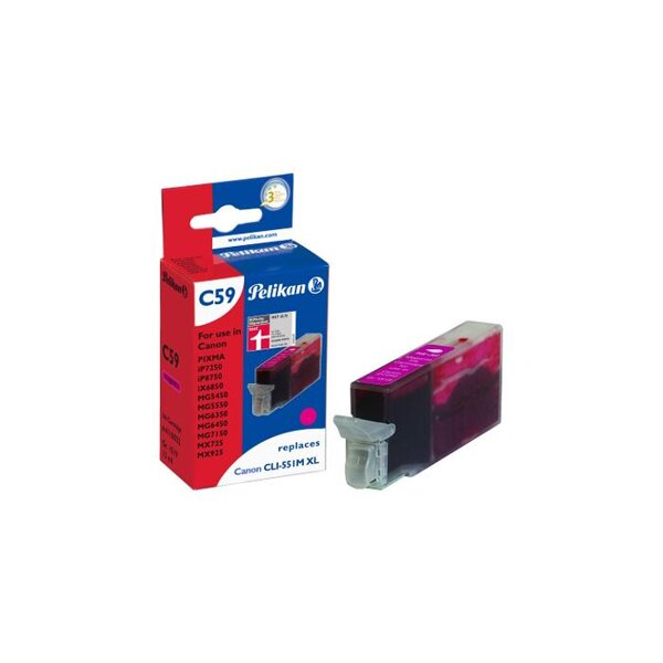 C59 cartouche jet d'encre compatible avec oem cli-551m xl 6445b001 magenta pelikan printing