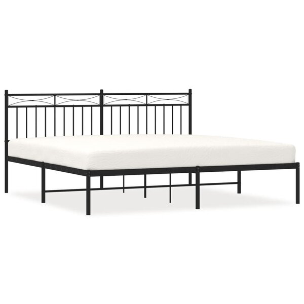 vidaXL Cadre de lit métal avec tête de lit noir 183x213 cm