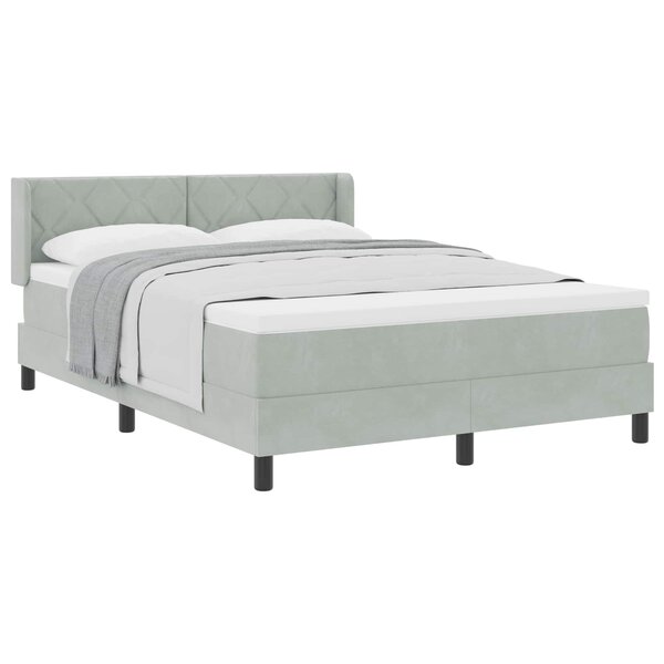 vidaXL Lit à ressorts avec matelas Gris clair 190 x 140 cm Polyester