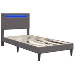 vidaXL Cadre de lit avec bandes LED Gris 90 x 190 cm Simili cuir