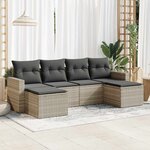 vidaXL Salon de jardin 6 Pièces avec coussins gris clair résine tressée