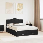vidaXL Cadre de lit avec tiroir Noir 140 x 190 cm Bois d'ingénierie