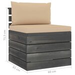 vidaXL Salon palette de jardin 3 Pièces avec coussins Bois de pin massif