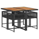 vidaXL Ensemble à manger de jardin coussins 5Pièces Noir Résine tressée