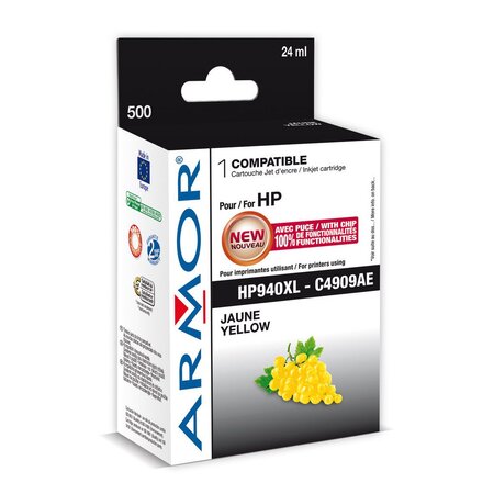 Cartouche d'encre remanufacturée, compatible pour hp 940xl c4909ae - jaune (blister 1 unité)