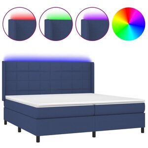vidaXL Sommier à lattes de lit et matelas et LED Bleu 200x200 cm Tissu