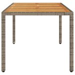 vidaXL Table de jardin et dessus en bois d'acacia gris résine tressée