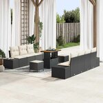 vidaXL Ensemble de canapé de jardin 10 Pièces Noir  Crème 90 x 55 x 71 cm