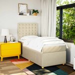 vidaXL Sommier à lattes de lit avec matelas Crème 90x200 cm Tissu