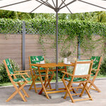 vidaXL Chaises de jardin pliantes lot de 4 vert tissu et bois massif
