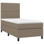 vidaXL Sommier à lattes de lit et matelas et LED Taupe 90x190 cm Tissu