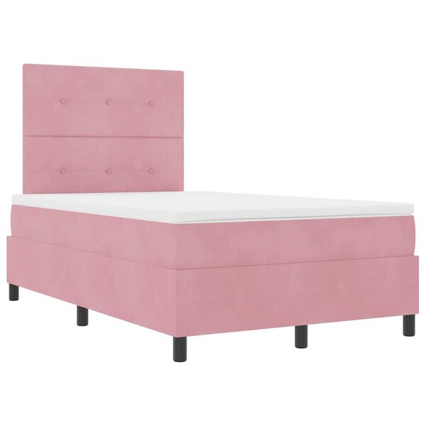 vidaXL Lit à ressort LED avec matelas Rose 120 x 200 cm tissu